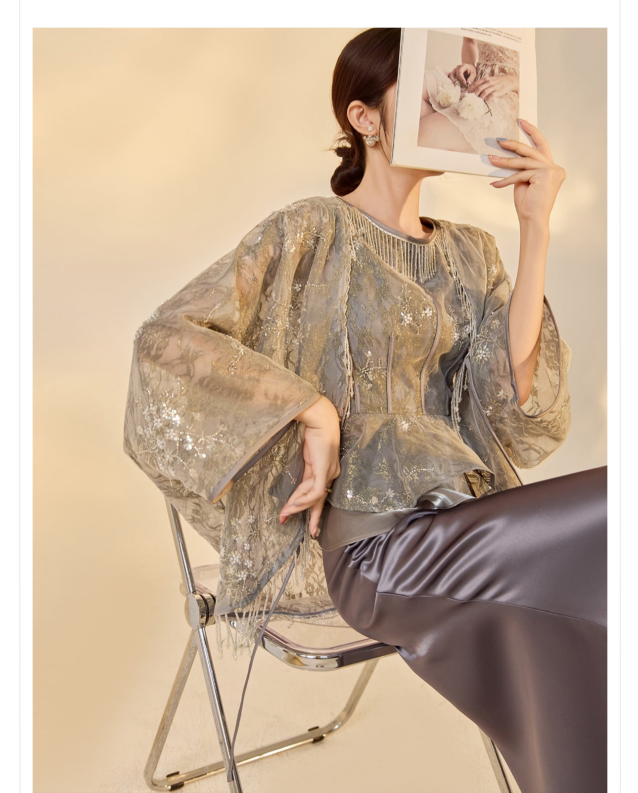 Elegant National Style Jacquard Beaded Embroidery Women's Set