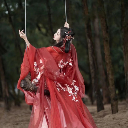 Myth Series Hanfu — Embroidered Large Sleeve Shirt & Hezi Skirt Set