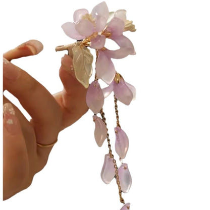 New Chinese Style Begonia Flower Hairpin Cheongsam Fairy Tassel Wooden Hairpin