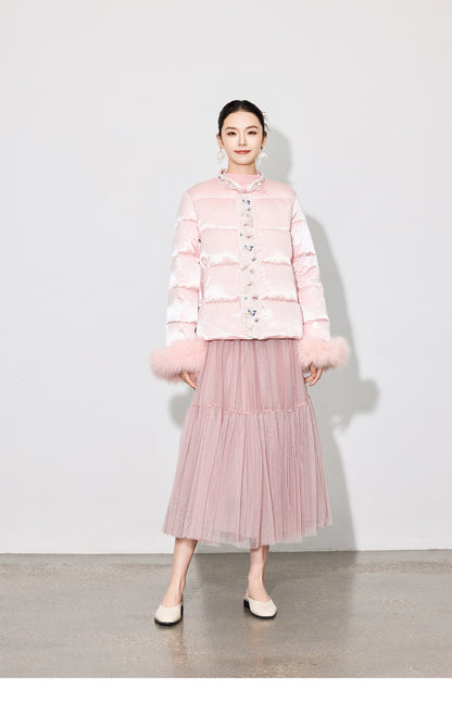 Luxury Pleated Mesh Skirt — Fairy-Inspired Layered Hem Midi