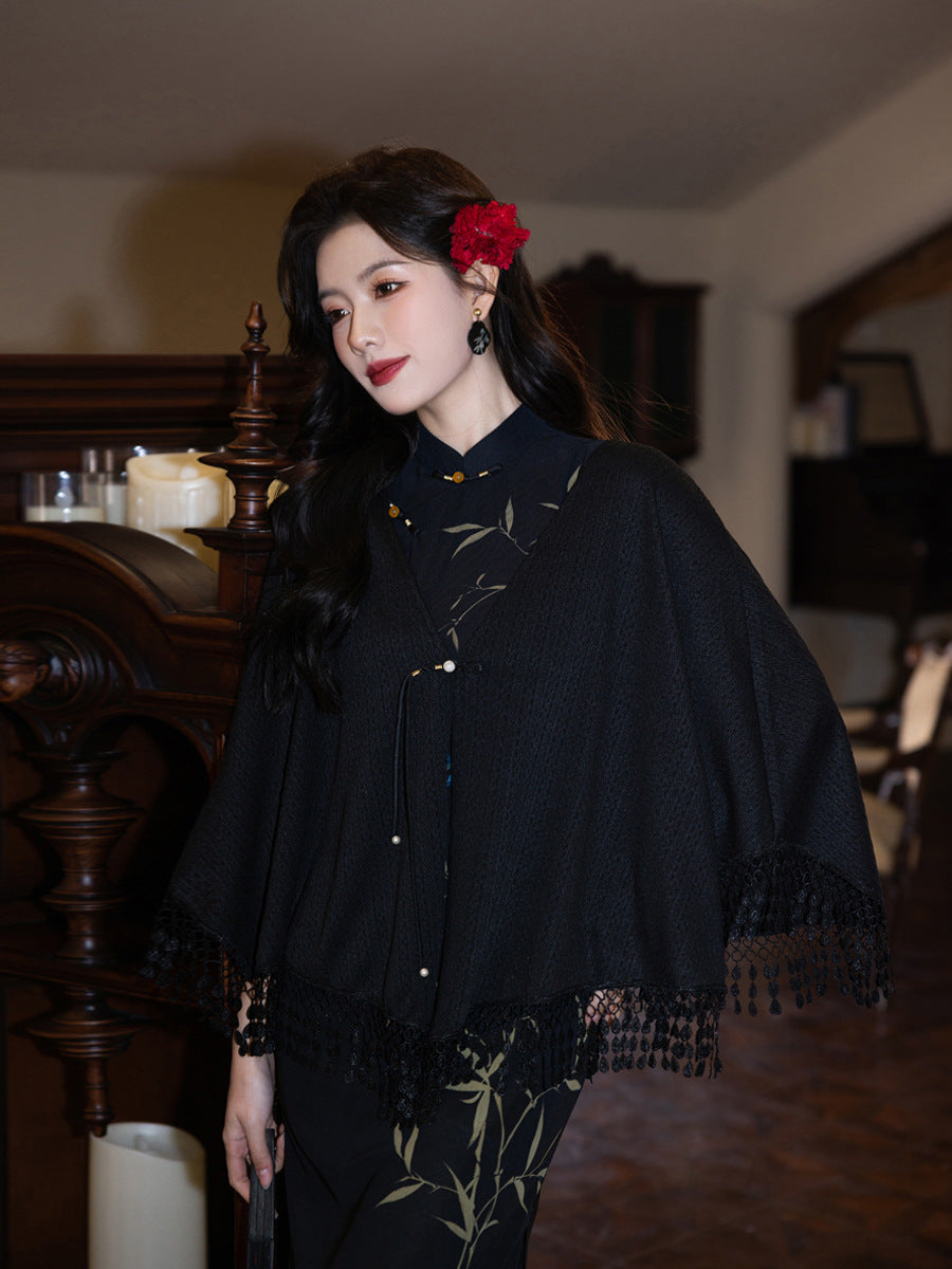 Elegant Black Cheongsam – 2025 Sleeveless Slim Fit Dress