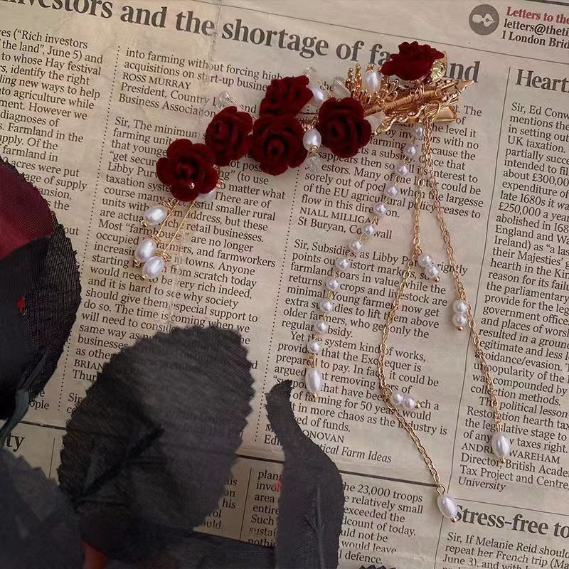 Orchid tassel headdress with side clips and new Chinese flower hairpins