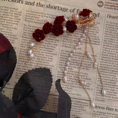 Orchid tassel headdress with side clips and new Chinese flower hairpins