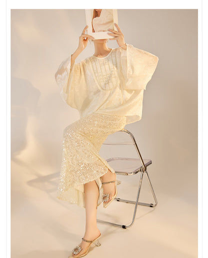 New Chinese Style Beaded Embroidered High-End Blouse for Women