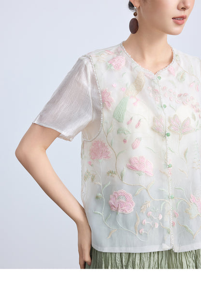 High-Waist Pleated Midi Skirt with Elastic Waist