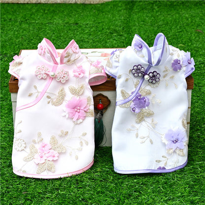 New Chinese Style Pet Cheongsam for Cats and Dogs Spring Summer