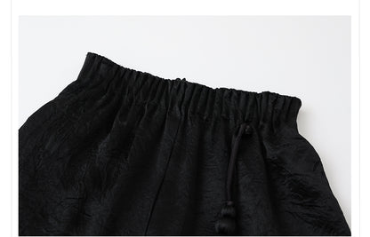 New Chinese Style High-Waist Wide-Leg Acetate Pants for Women