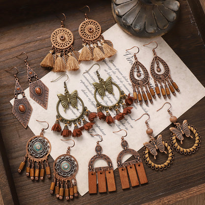 Vintage Boho Tassel Earrings — Niche Chinese Ethnic Long Drop Earrings