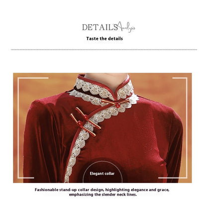Autumn Winter Mid-Sleeve Qipao – Mother’s Toast Dress