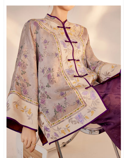 Early Autumn Silk Embroidered Retro Loose Chinese Style Jacket