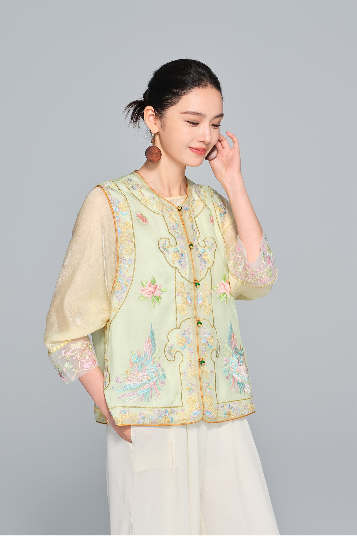 Elegant Silk Vest with Embroidery