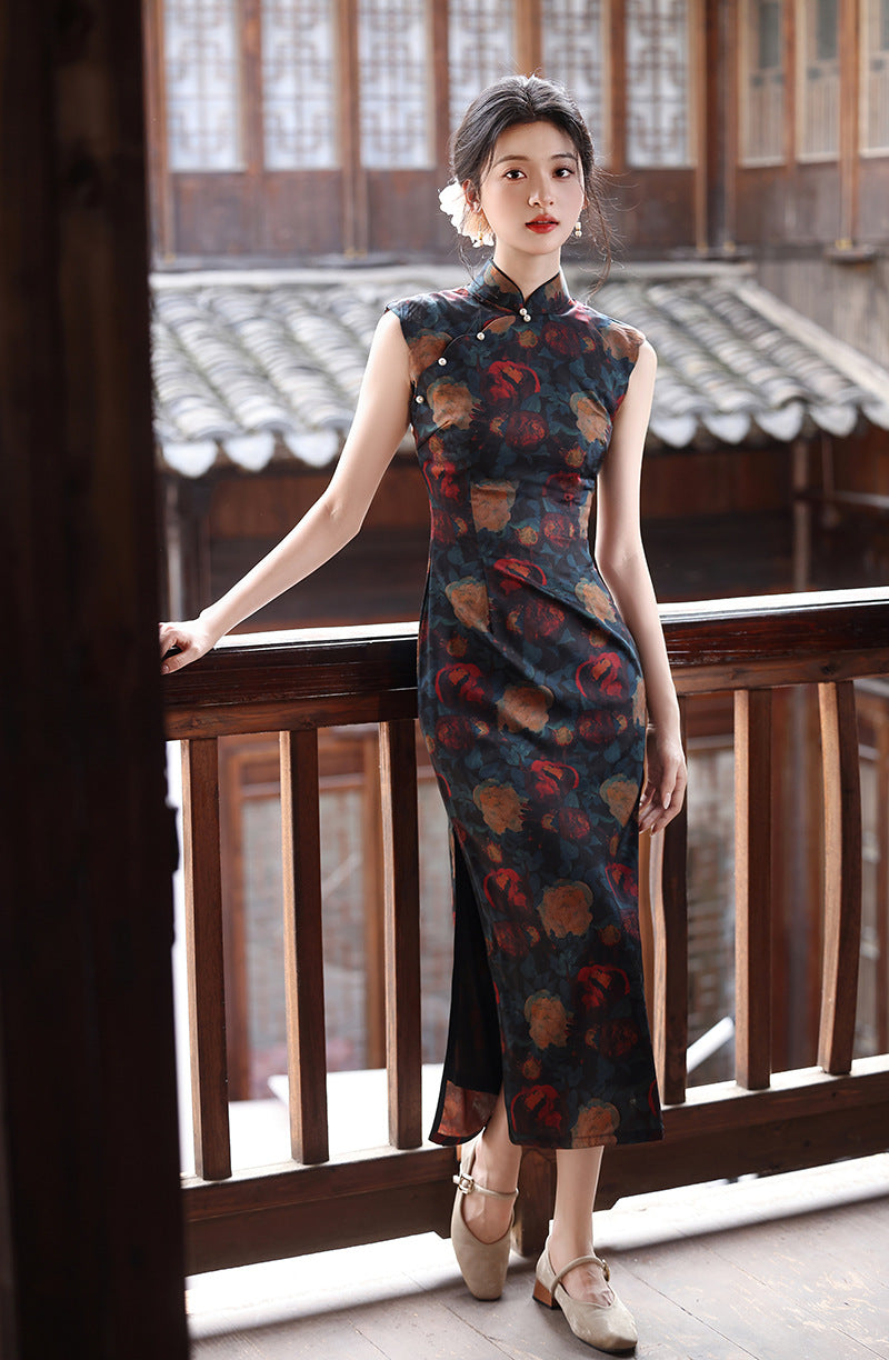 Elegant Sleeveless Cheongsam – Youth Retro High-End Dress