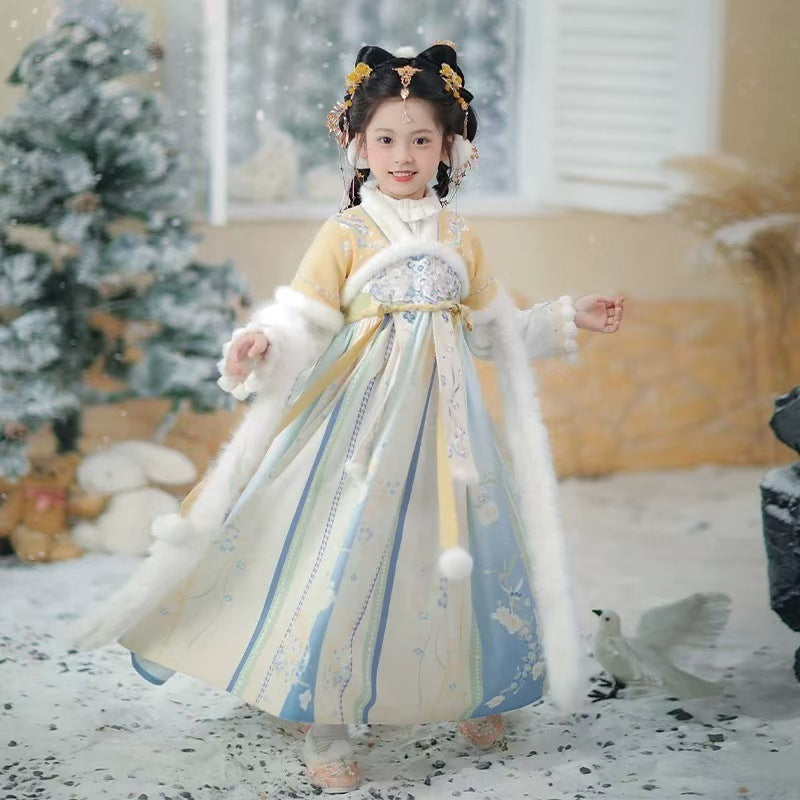 Children’s Winter Hanfu | Thickened Tang Suit New Year Outfit for Girls