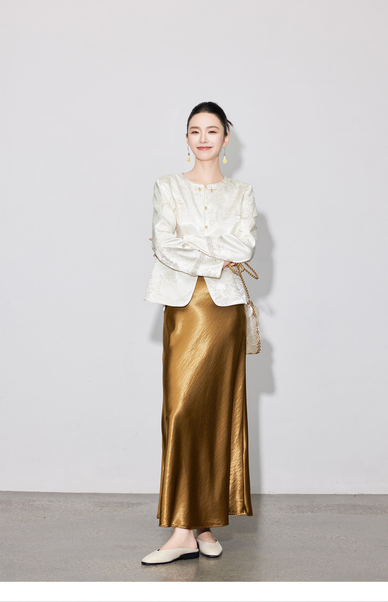 Elegant Satin Midi Mermaid Skirt, Slimming Design