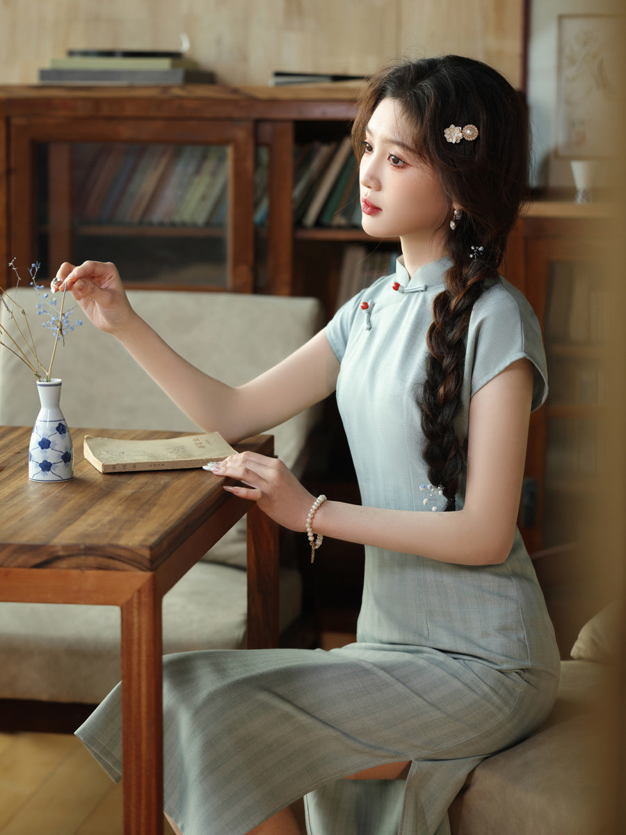 2025 Spring Summer Cheongsam – Slim Fit Artistic Chinese Dress