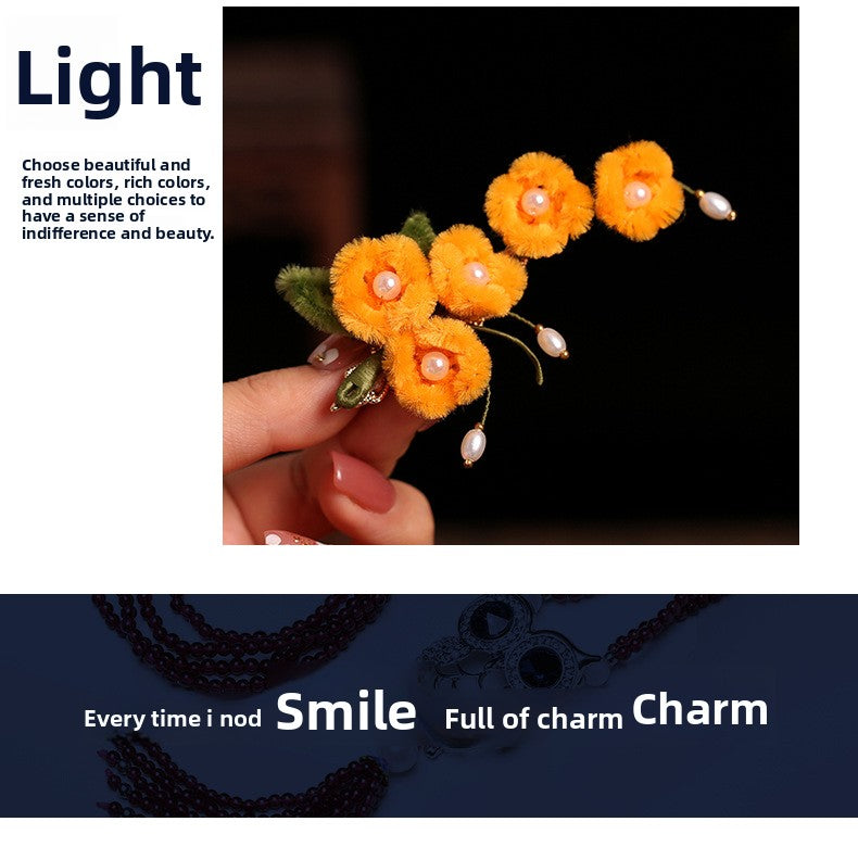 Hanfu Hairpin Osmanthus Clip Side Hair Accessory Chinese Vintage Autumn Winter