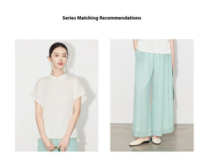 High-Waist Wide-Leg Draped Pants for Women