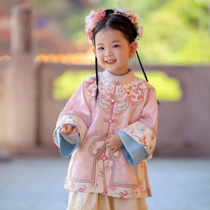 Children’s New Chinese Style Hanfu | Retro Checkered Ming Dynasty Outfit