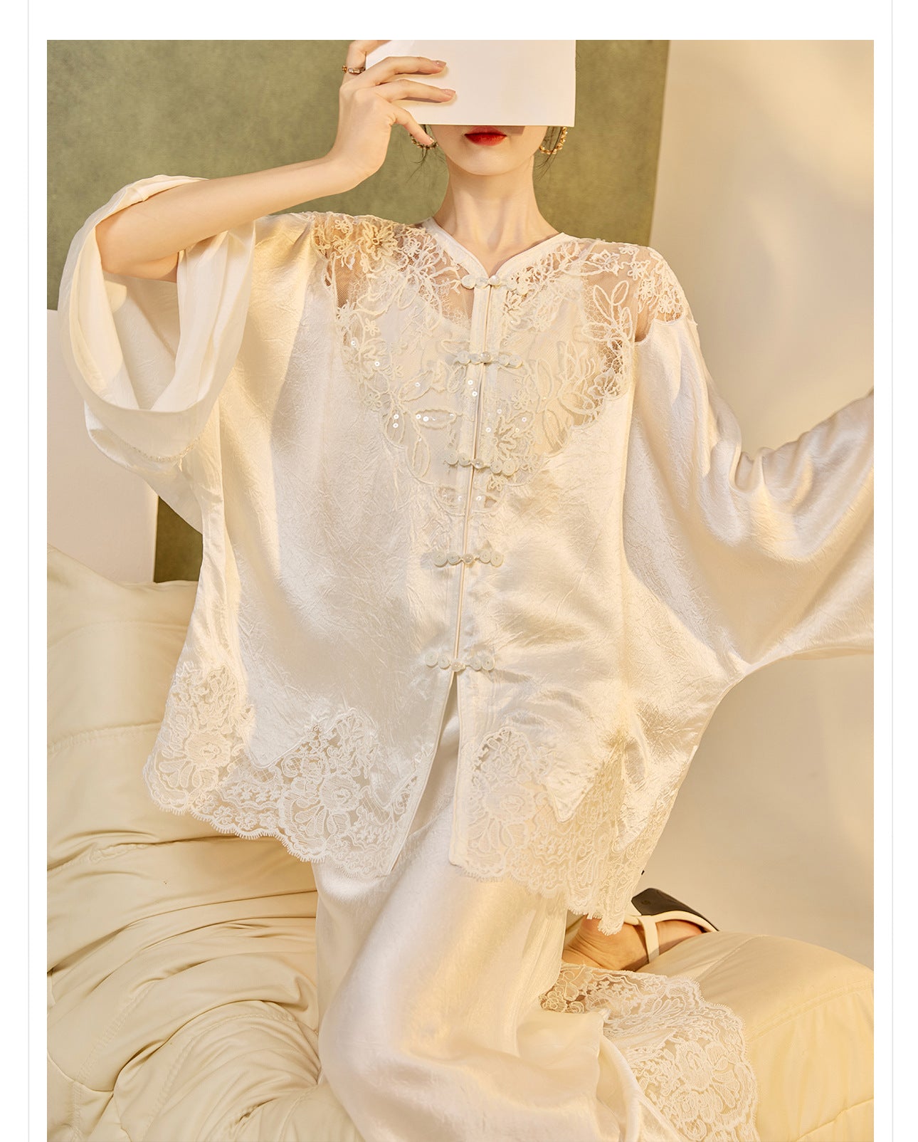 New Chinese Style Embroidered Jacket Skirt Set | Heavy Bead Lace Patchwork