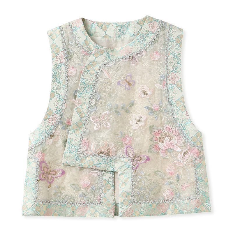 Embroidered Mulberry Silk Vest – New Chinese Style Women's Top