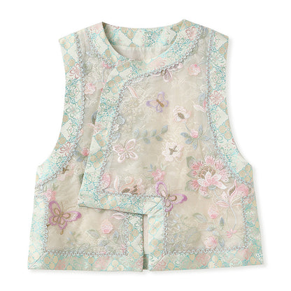 Embroidered Mulberry Silk Vest – New Chinese Style Women's Top