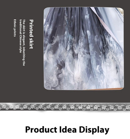 Oriental Ancient Drama Hanfu Costume Mens White Ink Print Daily Wear