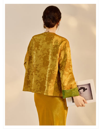 New Chinese Style Reversible Jacquard Elegant Top