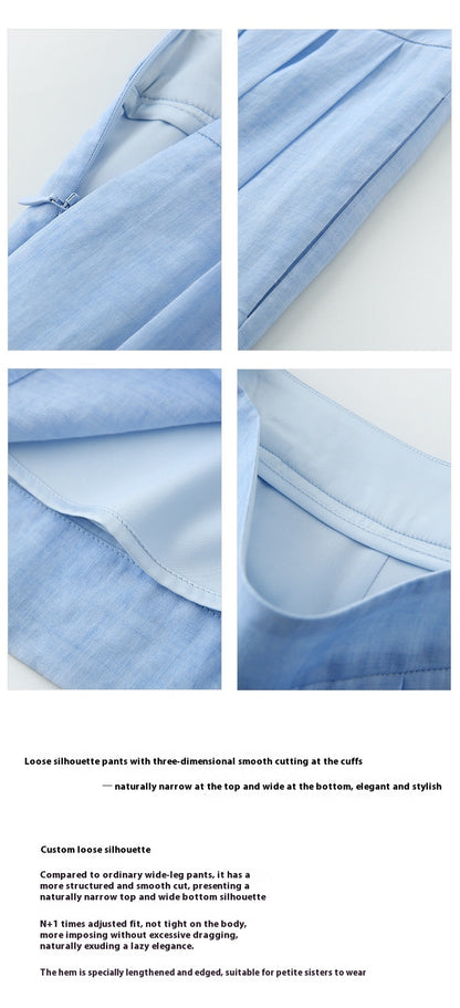 High-Waist Slimming Ramie Wide-Leg Pants for Women