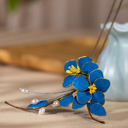 High End Blue Velvet Hairpin Hanfu Hair Accessory Hairpin for Women