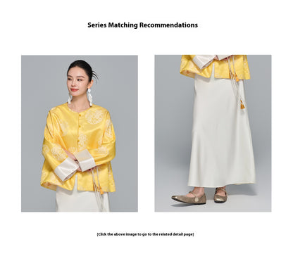 Light Mulberry Silk Jacquard Jacket for Women