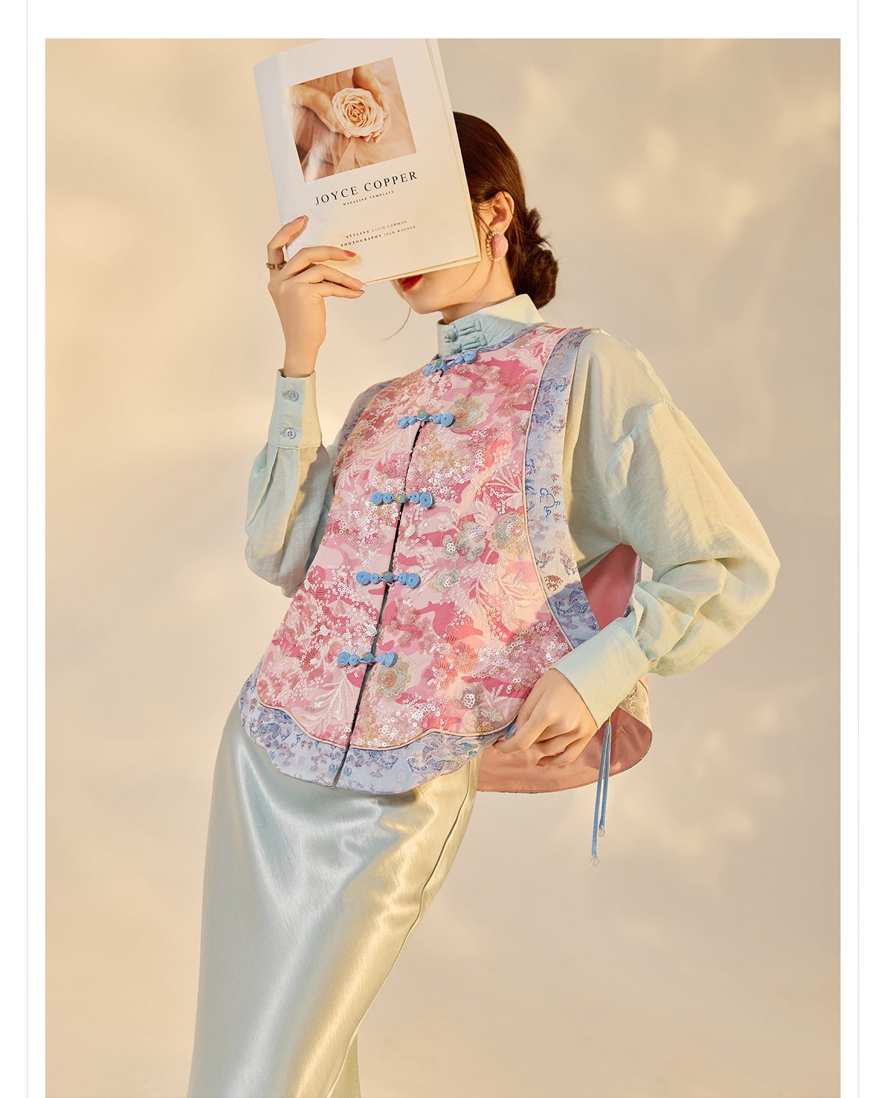 Jacquard Sequin Tank Top – Elegant National Style Women's Wear