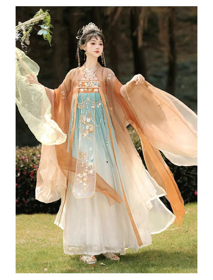 Oriental Ancient Hanfu — Chest-High Ru Skirt & Heavy Embroidery Outfit