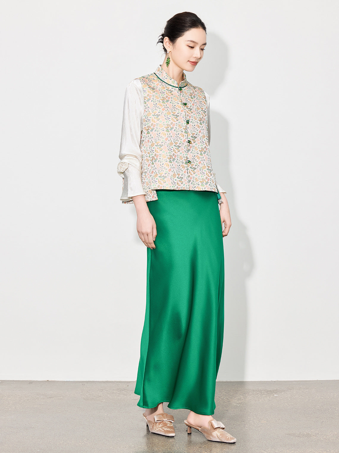 High-Waist Glossy Asymmetrical Mermaid Half Skirt