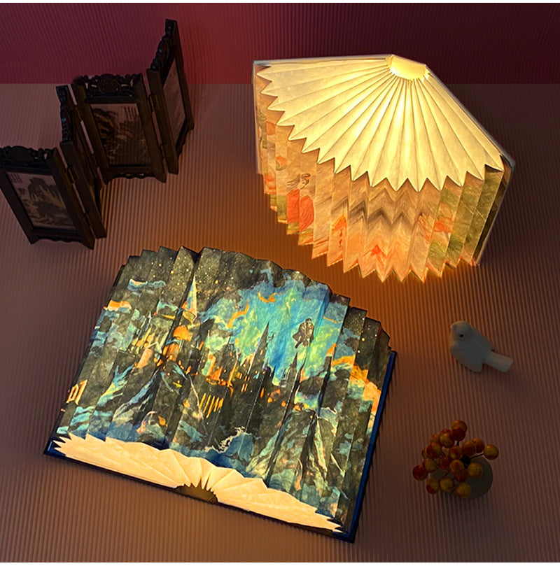 Creative 3D Night Light Foldable Fan Book Lamp for Bedroom