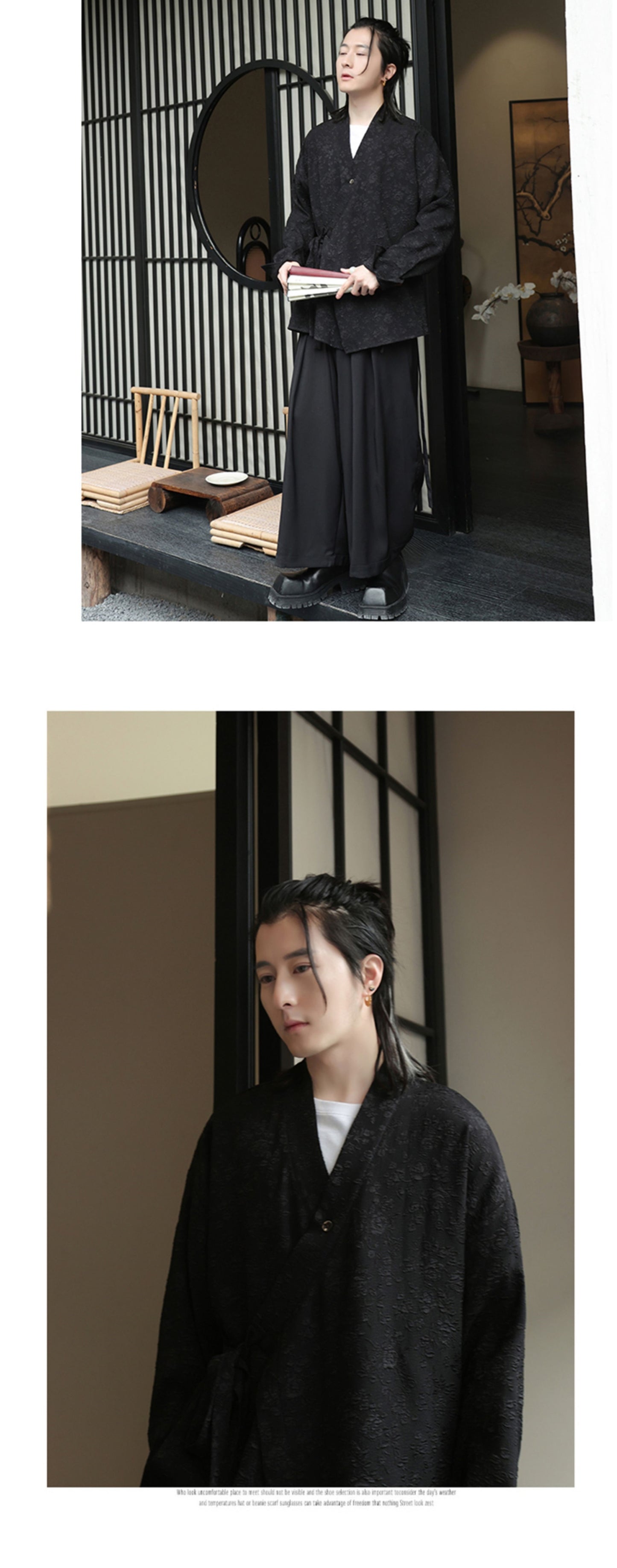 Mens Chinese Style Cardigan Hanfu Button Up Cotton Linen Jacket