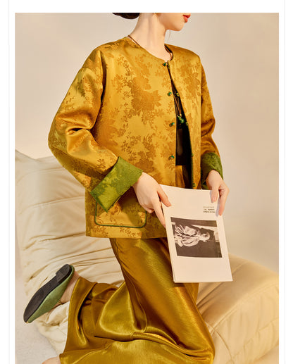 New Chinese Style Reversible Jacquard Elegant Top