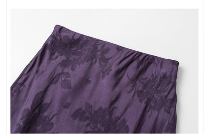 2026New Chinese Style Super Beautiful Purple Printed Rayon Vest and Skirt Early Autumn Set for Women