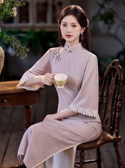 New Chinese Style Long Cheongsam – Jacquard Suzhou Youth Dress