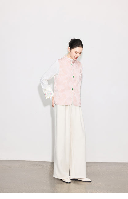 High-End Elegant Jacquard Vest Top for Women