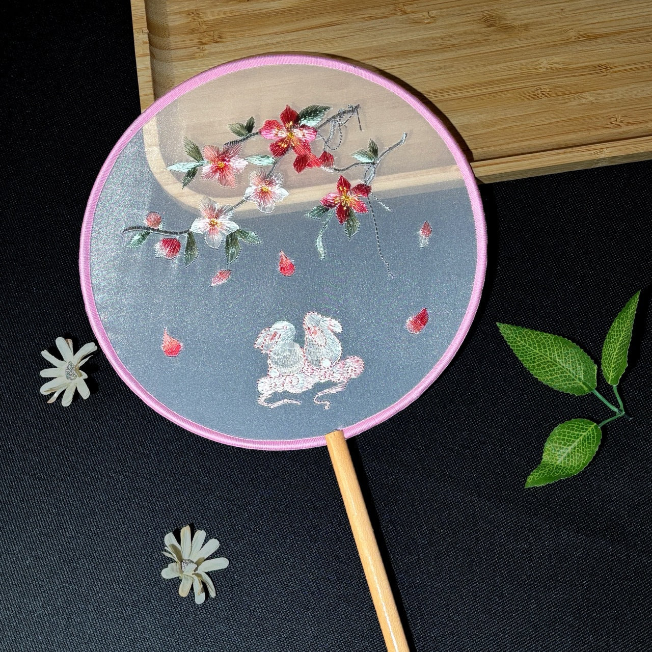Handmade Chinese Round Fan — Summer Hanfu Cheongsam Embroidered Fan