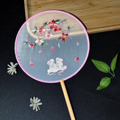 Handmade Chinese Round Fan — Summer Hanfu Cheongsam Embroidered Fan