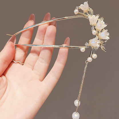Super Fairy Bell Orchid Tassel U Hairpin Women High End Step Shake
