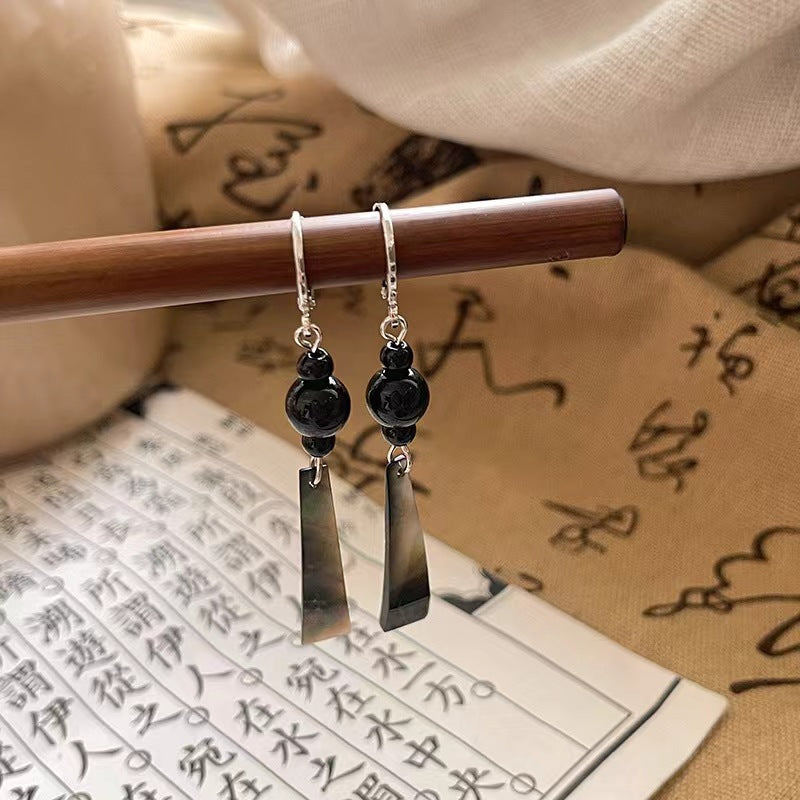 Long Black Earrings for Women — Ancient Style Chinese Ink Painting Earrings