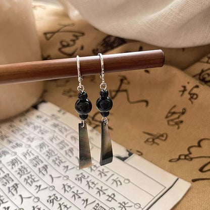 Long Black Earrings for Women — Ancient Style Chinese Ink Painting Earrings