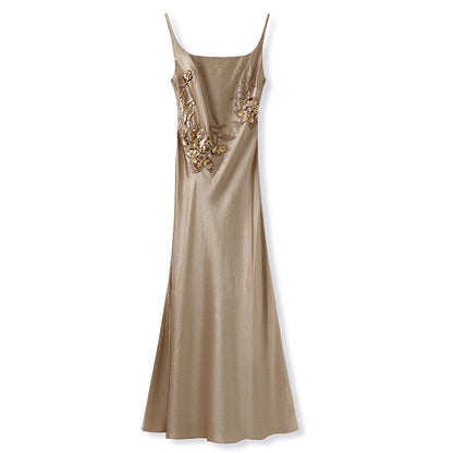 Elegant National Style Sequin Strap Dress | High-End Acetate Bodycon