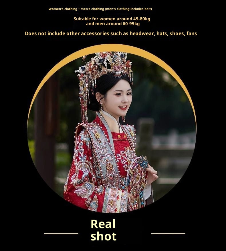 Ming Dynasty Hanfu Wedding Dress Set – Bride Phoenix Crown Xianpei