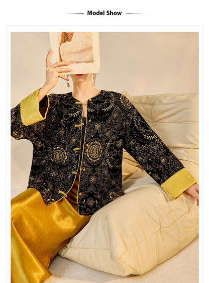 Retro Sequin Embroidered Zen Chinese Style Autumn Jacket