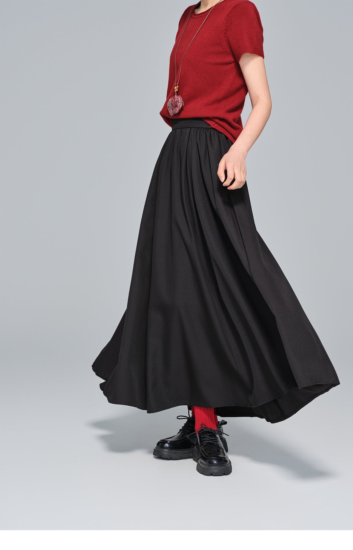 Slimming Vintage Half Skirt with Wide Hem for Women