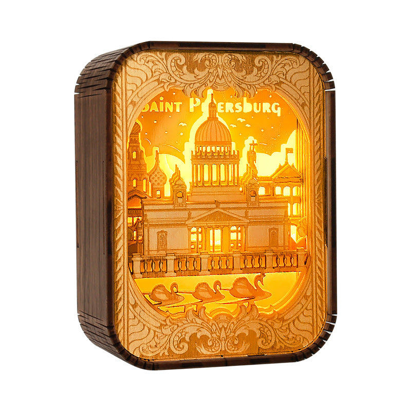 3D London City Wood Carving Lamp Night Light Mid-Autumn Gift