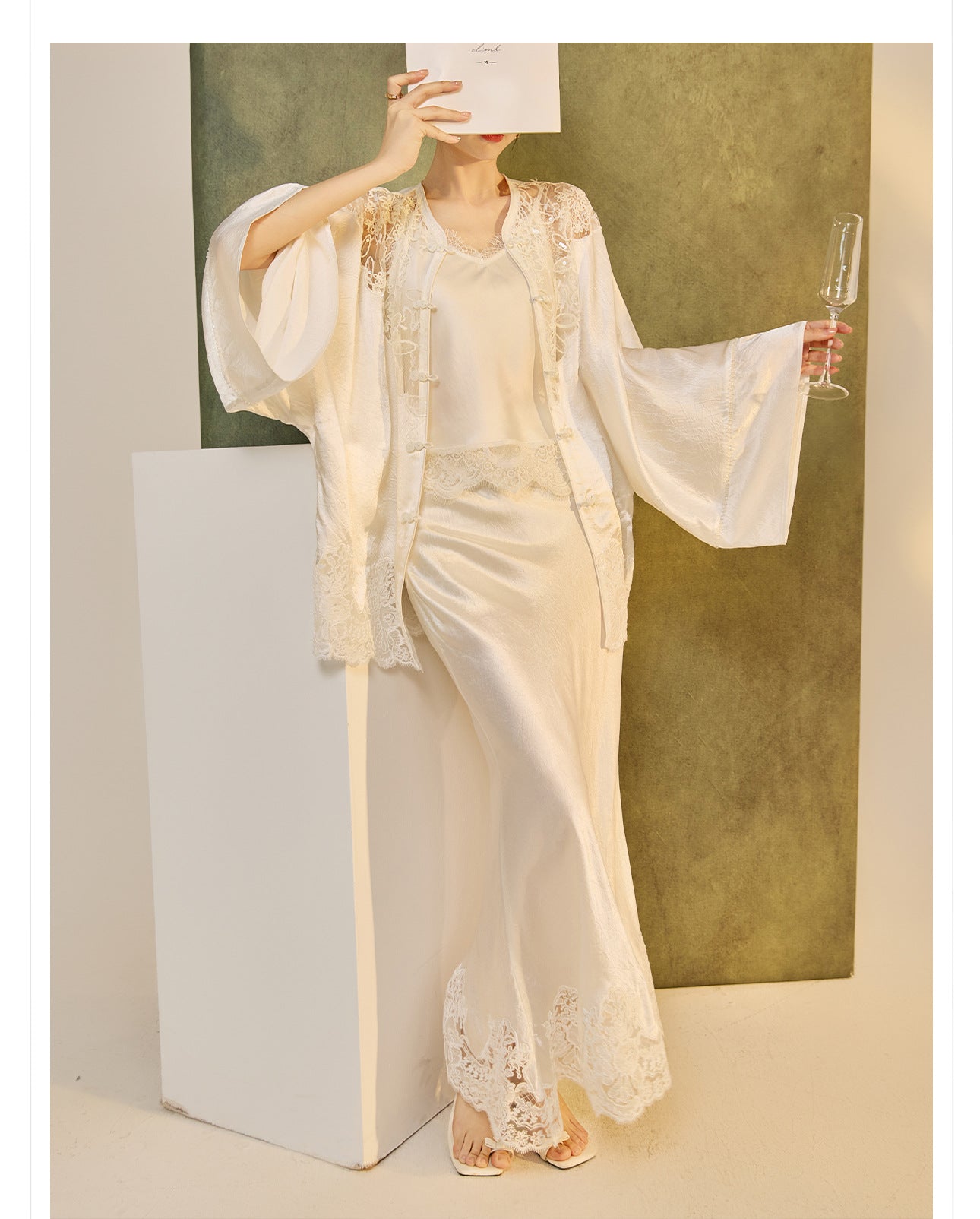 New Chinese Style Embroidered Jacket Skirt Set | Heavy Bead Lace Patchwork